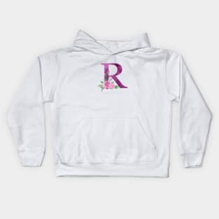 Floral Monogram R Beautiful Rose Bouquet Kids Hoodie